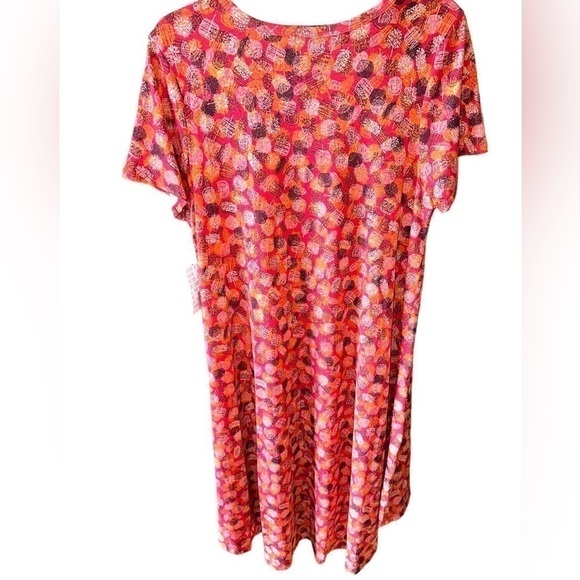 Lularoe medium brick red Carly dress with tree print. Swing dress, hi/lo hem,NWT - Picture 2 of 7